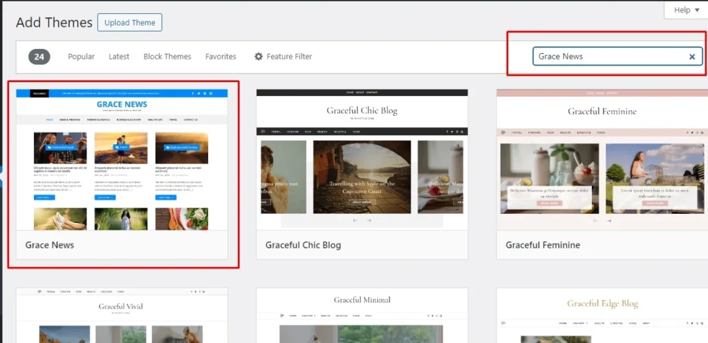 Search Grace News WordPress Theme